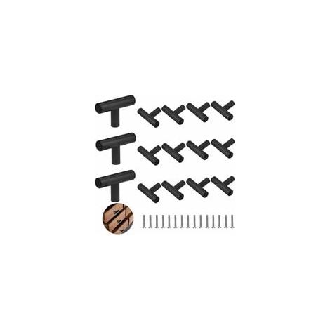 15PCS Poignée d'Armoire en T Seul TrouPoignée de Porte en Forme de T Poignées en T en Acier Inoxydable Poignées de Tiroir Poignées de Meuble Cuisine Poignées de Placard Noir (1/4)