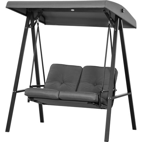 Balançoire Hollywood 2 places avec auvent réglable 220 kg 145x116x172 cm gris foncé