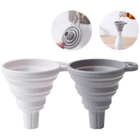 2 imbuti pieghevoli in silicone resistente al calore, imbuto telescopico portatile per il trasferimento di liquidi e polveri (1/5)