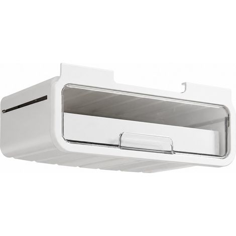 Organisateur de rangement coulissant pour tiroir sous bureau, blanc transparent, pour fournitures de bureau (1/5)