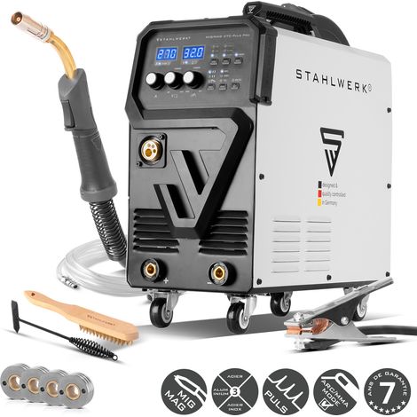 STAHLWERK Poste à souder combiné 4-en-1 MIG 270 Puls Pro – Poste sous gaz avec fonction Pulse, 270 A, adapté alu, dévidage synergique, entraînement 4 galets, fonction Lift-TIG & MMA (ARC) (1/5)