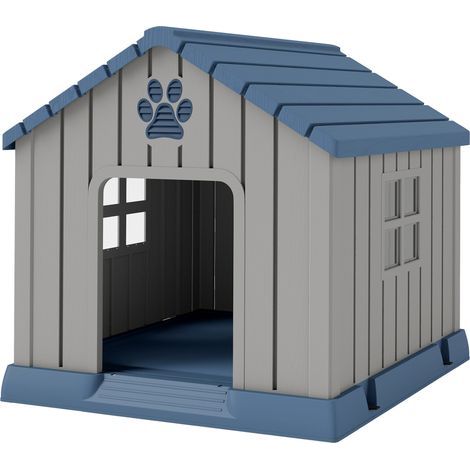 Hundehütte für den Außenbereich mit Belüftung und erhöhtem Boden, 85 x 79 x 82 cm, blau (1/5)