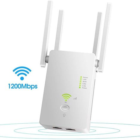 L'amplificateur de signal d'extension de portée WiFi couvre jusqu'à 2640 pieds carrés et 25 appareils, répéteur WiFi double bande jusqu'à 1200 Mbps avec port Ethernet Booster Internet pour la maison (1/5)
