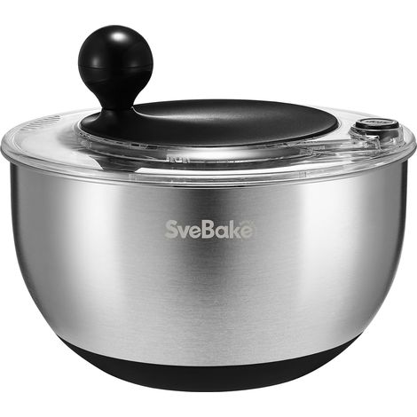 Essoreuse à Salade en Acier Inoxydable, 5L Spinner à Salade avec Bouton Stop, Base Antidérapante, Passe au Lave-Vaisselle, Sans BPA (1/5)