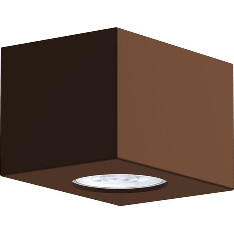 LUMICOM  MANHATTAN S Plafoniera, 1X GU10, max 33W, metallo, marrone corten, 10x10cm