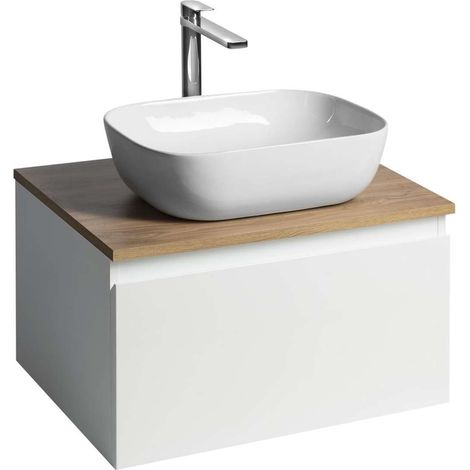 Aqualine Altair - Mueble lavabo 35x62x45 cm, 1 cajón, blanco/roble emporio AI267-02