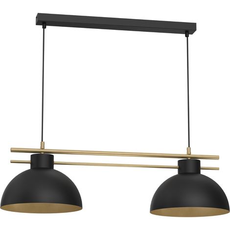 Suspension barre 2 abat-jour noir/or Estate E27 Luminex