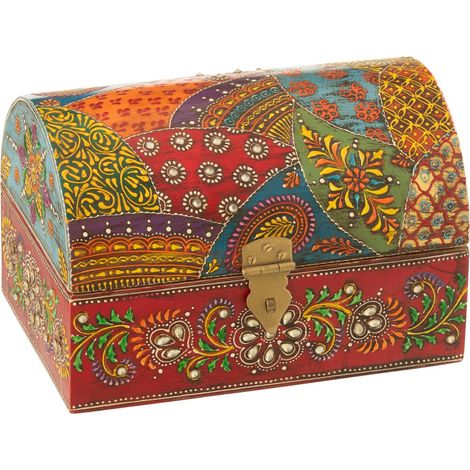 Boîte Déco en Bois "Delhi" 23cm Multicolore (1/2)