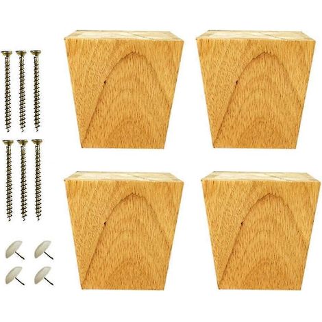 Pieds de canapé en bois massif, pieds de meubles carrés, pieds de canapé, pieds d'armoire en bois, pieds de table basse, pieds de lit (noir 12 cm), 5 cm couleur bois (1/5)