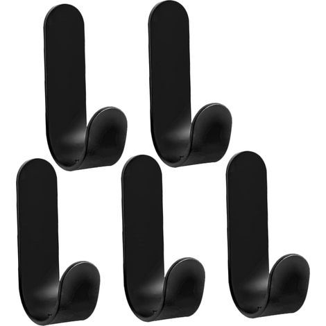 Filiyano-Lot de 5 crochets pour vêtements, serviettes, crochets adhésifs, crochets de porte noirs, crochets pour écharpes de chambre d'enfant, patères (1/5)