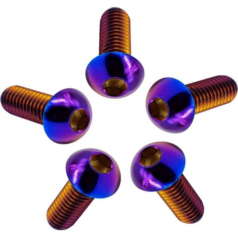 Vis à Tête Bombée M4/M5/M6/M8 en Titane GR5 ISO7380, 5 Pièces Vis à Tête de Bouton Boulons à Six Pans Creux Allen Boulon à Douille Hexagonale Vis à Métaux (1/5)