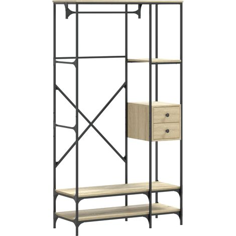 Clothes Rack with Shelves Sonoma Oak Engineered Wood vidaXL