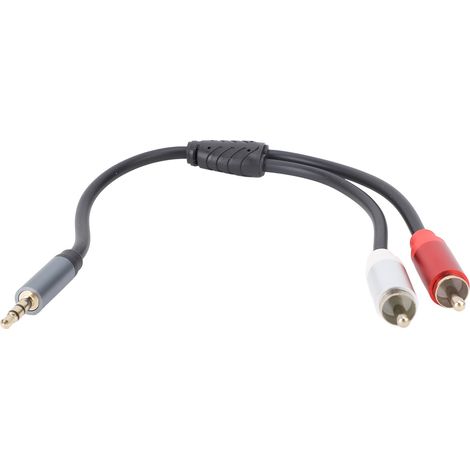 Câble audio AV 3,5 mm vers 2 pouces, connecteur plaqué or, 30 cm, son clair, adaptateur stéréo multifonctionnel pour amplificateur et haut-parleurs. (1/5)