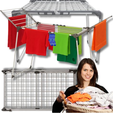Grand séchoir à linge vertical XXL, en métal robuste, pour vêtements et sous-vêtements, 154 cm - endommagé (1/5)