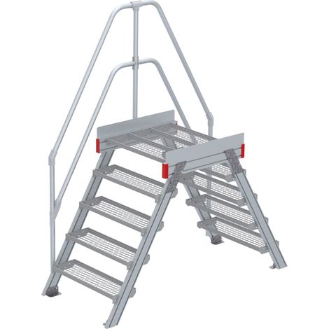 Euroline 512 Überstieg 60° 800mm Stufenbreite 2x5 Stufen Stahl Gitterrost
