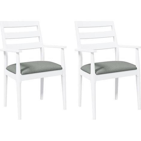 Sillas de comedor con cojines, 2 unidades, blancas, madera maciza, caucho vidaXL