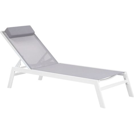 Tumbona de jardín de textil gris con marco de aluminio reposacabezas reclinable y ajustable con cojín Catania II (1/5)