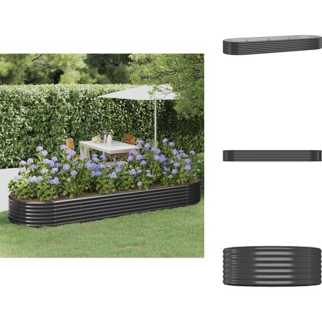 Hochbeet Pulverbeschichteter Stahl 322x100x36 cm Anthrazit - Hochbeet - Pflanzenbehälter - Gartenmöbel - Stahllösung - Outdoor Dekoration (1/5)