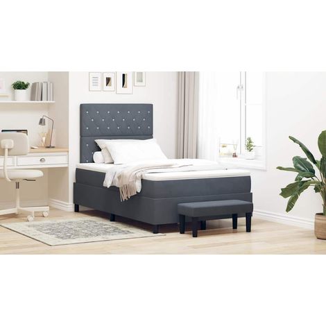 Cama tipo Box Spring Gris oscuro 200 x 120 cm Terciopelo (1/5)