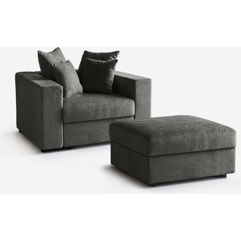 Poltrona modulare con cuscini pouf e braccioli sfoderabile Cortina L - Grigio Scuro