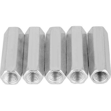 5 pièces écrou à tige longue en acier au carbone écrous de couplage hexagonaux écrou à manchon hexagonal entretoise attaches filetées M10 (M1040) (1/5)
