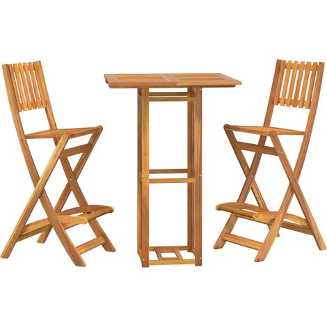 Outdoor Bar Set Natural Wood Solid acacia wood with an oil finish vidaXL (1/4)