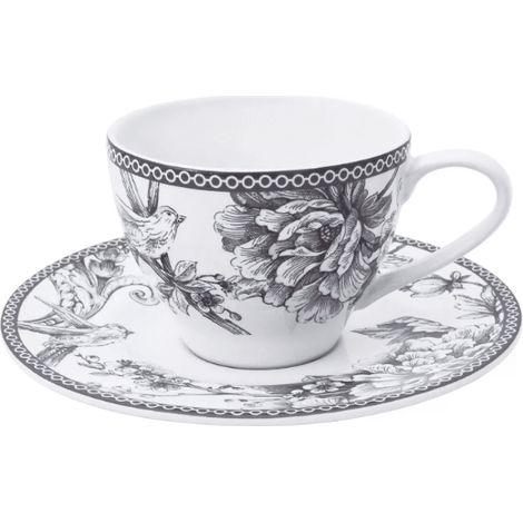 4 x tasses avec soucoupe MAYFAIR - 240ml - Porcelaine - H&H