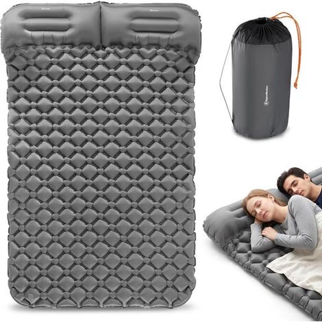 Materasso da Campeggio Gonfiabile Ultralight da Trekking Campmat 2 Posti con Cuscini Integrati 190x120cm Grigio (1/5)