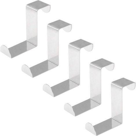 Lot de 5 crochets de porte en acier inoxydable en Z à double tête, pour portes, salles de bain, cuisines, armoires et tiroirs (1/5)