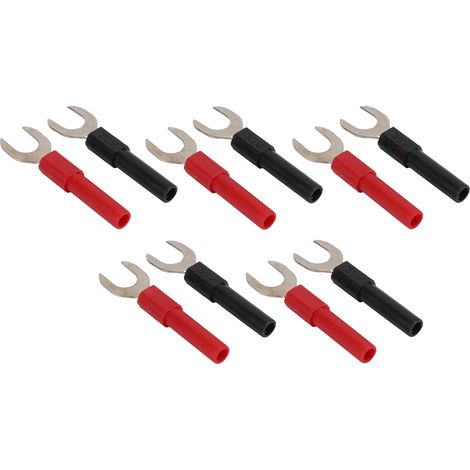 Packung mit 10 Y-förmigen Bananensteckern, rot und schwarz, 4 mm Klinkenstecker, kupfer- und vernickelt, für Multimeter und elektronische Anwendungen. (1/5)