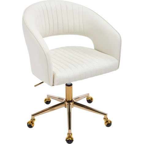 Wahson Chaise de Bureau en Cuir PU, Chaise Pivotante à 360°, Chaise de Travail Hauteur Réglable Chaises de Bureau Plaqué Or, Bleu