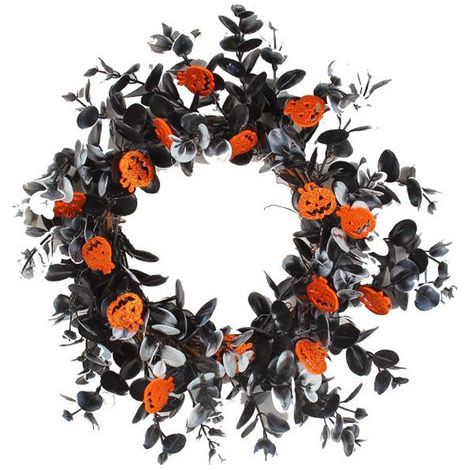 Guirlande D'halloween En Branches Séchées, Décoration De Porte Et De Fenêtre Pour Fête, Guirlande Artificielle Avec Citrouille, Suspension Murale-KZQ