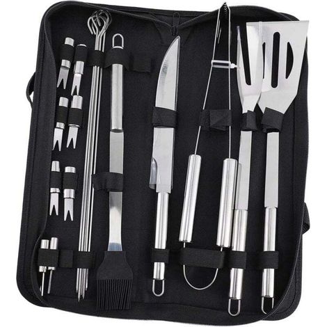 Set Ustensiles Barbecue INOX pour Camping et Fête Plein Air Outils Barbecue Pratiques et Compacts pour Grillades Extérieur (1/4)