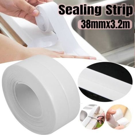 Rouleau de Joints Adhésifs Cuisine et Salle de Bain Épaisseur 38mm Longueur 3.2m Blanc HB046 (1/4)