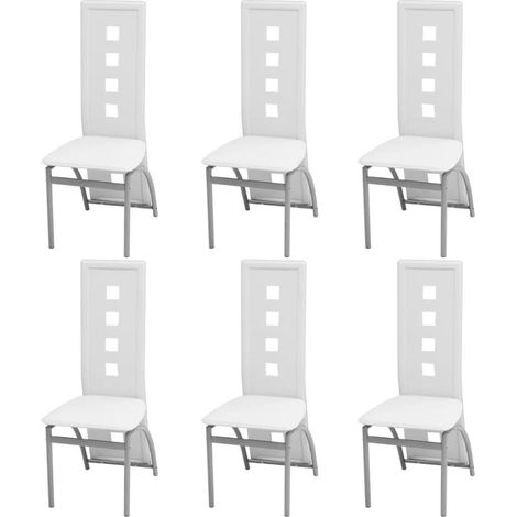 Juego de 6 sillas de comedor de cocina sintéticas blancas de estilo moderno CDS022177 (1/4)