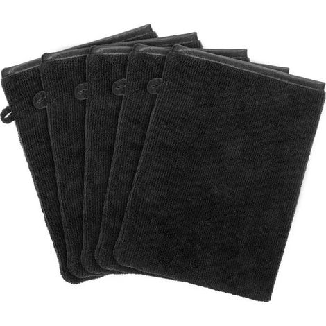 Lot de 5 gants de toilette en microfibre - 20 x 15 cm - En velours corail - Absorption d'eau ,SERVIETTE DE BAIN - DRAP DE BAIN (1/5)