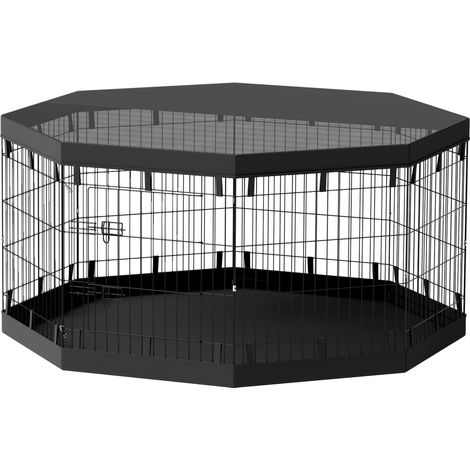 Enclos pour chiots 8 panneaux avec plancher et couverture combinée 76 cm 2,5 m²