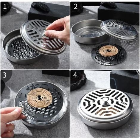 Support Bobine Anti Moustique - Acier Antirouille - Design Cage À Oiseaux - Pour Intérieur Et Extérieur - Lot De 4 (1/4)