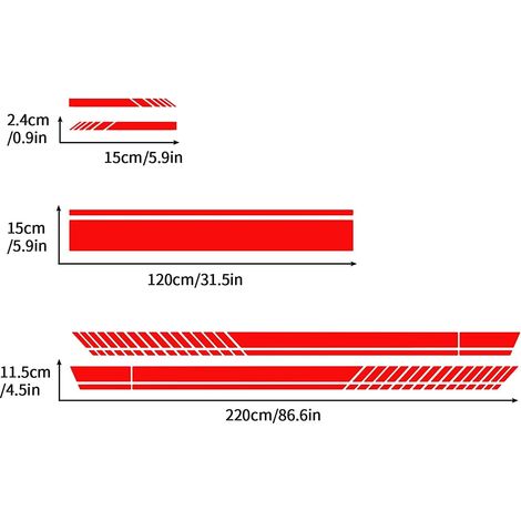 5 pcs Universel De Voiture De Autocollant De Bande De Capot De Voiture Décalque Graphique Vinyle Auto Body Racing Rétroviseur Compatible avec Taille Libre + 2 Grattoir (Rouge) (1/5)
