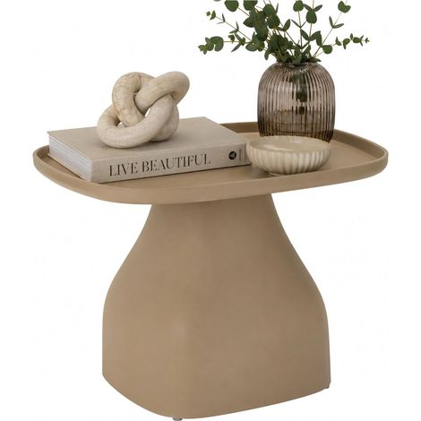 Mesa de Salón Derben, para Interior/Exterior, Esquinas Redondeadas, Forma Cuadrada, Color Gris, 48x48x38h cm Gris Tortora (1/5)