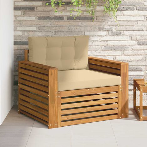 Outdoor-Sofagarnitur Massives Akazienholz und Polyester Natur