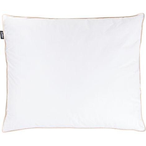 Almohada de plumas y plumón de pato de perfil bajo para cama triple compartimento funda de algodón de primera calidad blanco 50 x 60 cm Etna