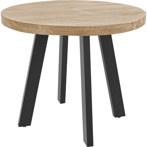 Esszimmertisch rund 140 cm Akazienholz naturfarben schwarz SOPHIA (1/5)
