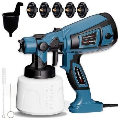 800W Paint Spray Gun, HVLP Electric Paint Spray Gun with 1400ML Tank, Fence Paint Sprayers with 5 Nozzles and 3 Patterns for Cabinets, Sheds, Ceilings, Fences (1/4)