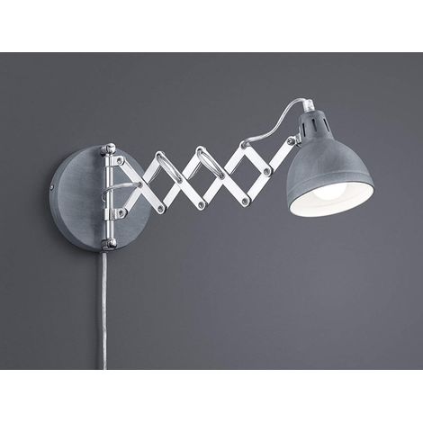 Verstellbare LED Wandleuchte mit Scherengelenk aus Metall in Betonfarben (1/4)