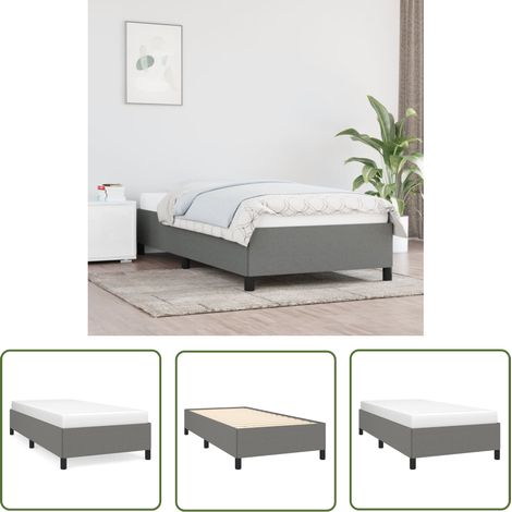 The Living Store Bettgestell ohne Matratze Dunkelgrau 100x200 cm Stoff - Bettrahmen - Doppelbett - Boxspringbetten - Lattenrost - Schlafzimmermöbel (1/5)