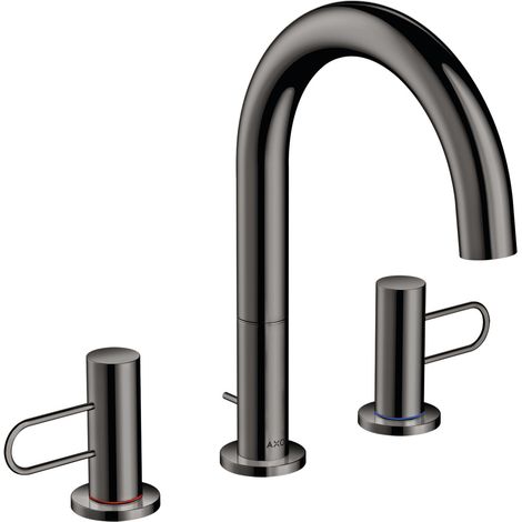 Robinet de lavabo à 3 trous AXOR UNO 200 avec levier en acier poli noir chrome (1/2)