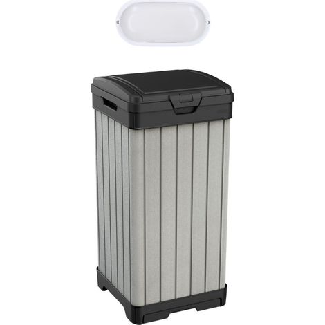 Keter Rocford poubelle extérieure 125 L + éclairage extérieur LED inclus (236996-WO744) (1/5)