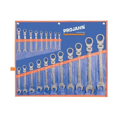 Projahn GearTech Schlüssel Satz Rolltasche 20-tlg., flexibel 6 - 7 - 8 - 9 - 10 - 11 - 12 - 13 - 14 - 15 - 16 - 17 - 18 - 19 - 21 - 22 - 24 - 27 - 30 (1/3)