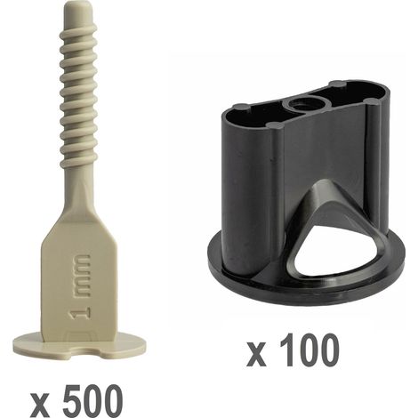 Kit croisillons autonivelants 1 mm Pro-Leveling 100 têtes et 500 bases droites